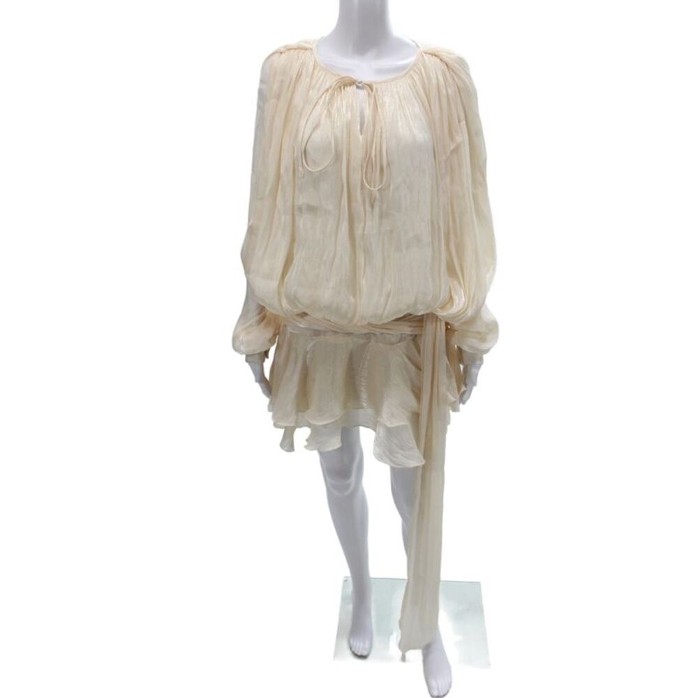 Sierra Darien Women Bohemian Shimmer Long Sleeve Round Neck Set Ivory Size M